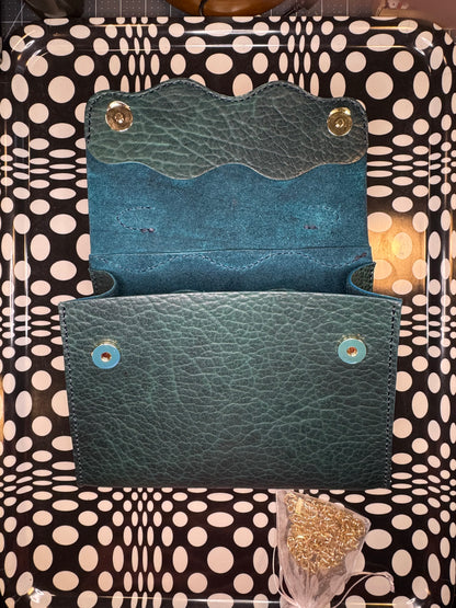Wavy Lady Bag | Handmade Shrunken Bison Leather Top Handle Purse