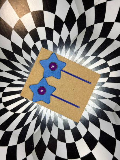 Hair thingies! Leather Bobby pin hair clips with flowers or stars!