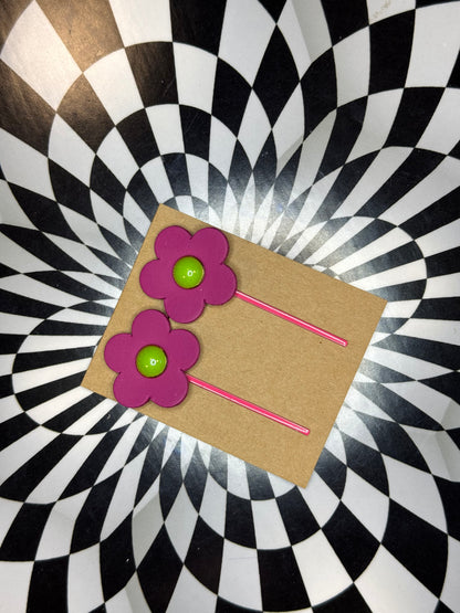 Hair thingies! Leather Bobby pin hair clips with flowers or stars!