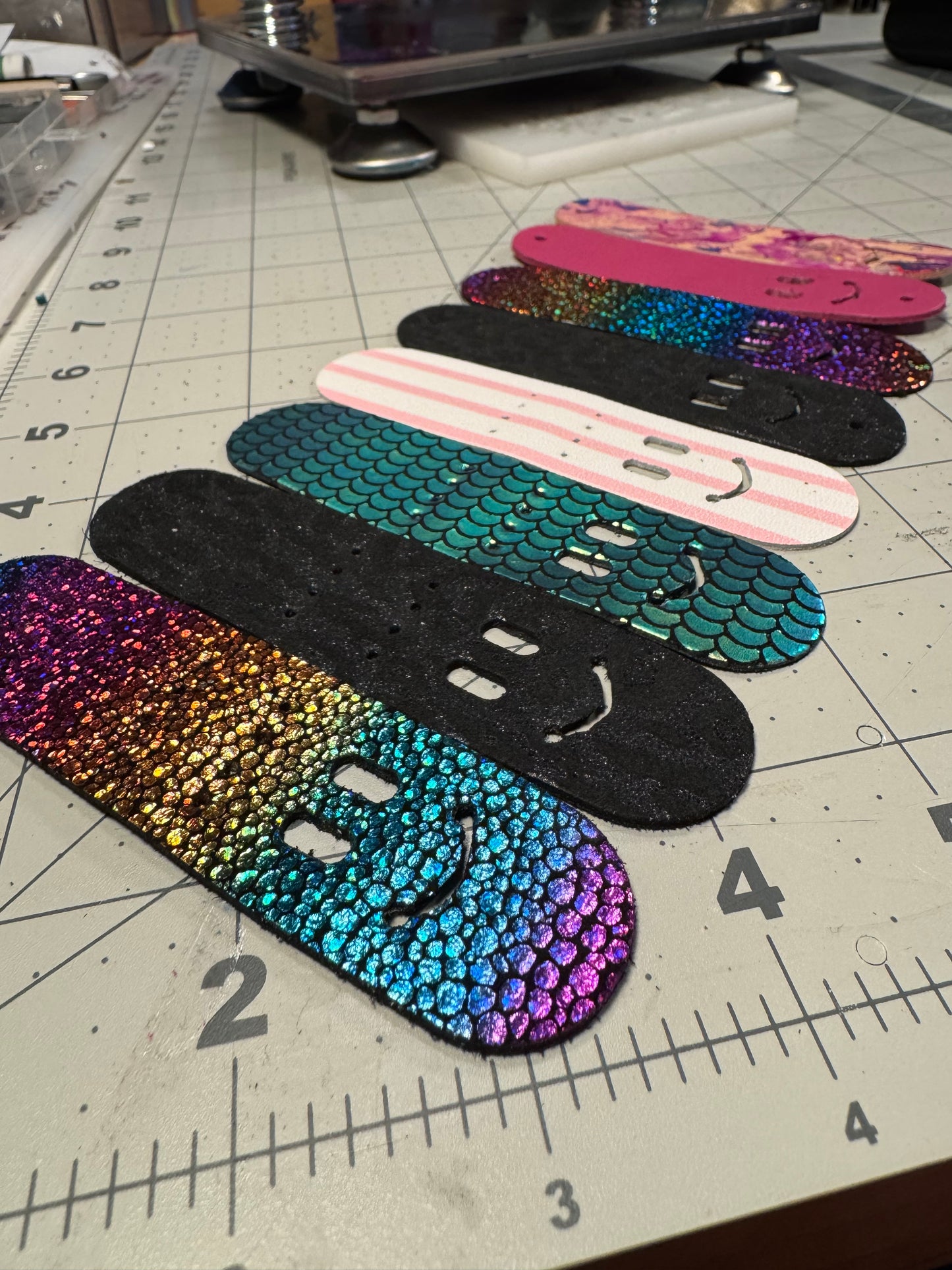 Book creeper Leather happy (or sad) face bookmark! Handmade