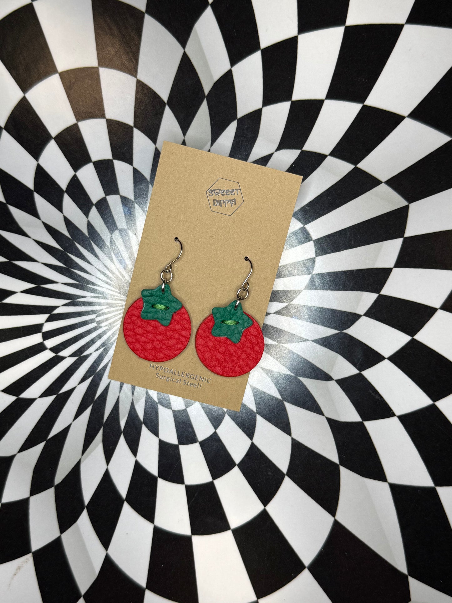 Tomato Leather Earrings | Handmade Vegetable Tanned Leather Earrings