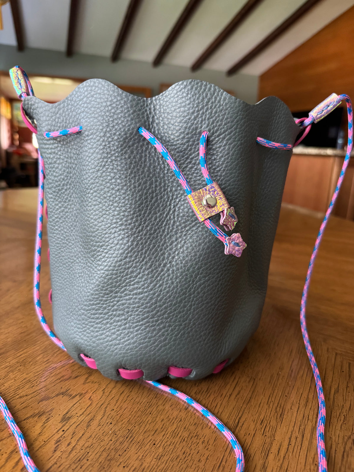 The NEW Wombler — Handmade Leather Drawstring Bucket Bag!