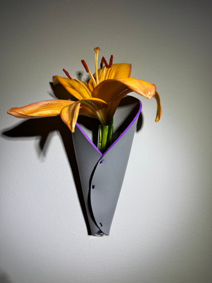 Leather wall sconce / vase for air plants, dried flowers or live flowers! Chic minimalist wall hanging Handmade one of a kind