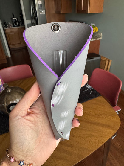 Leather wall sconce / vase for air plants, dried flowers or live flowers! Chic minimalist wall hanging Handmade one of a kind