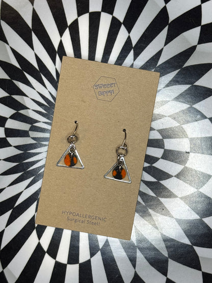 Triangle or hoop unique Leather earrings! Minimalist design ultra lightweight surgical steel hooks!