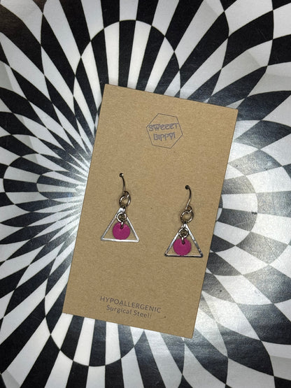 Triangle or hoop unique Leather earrings! Minimalist design ultra lightweight surgical steel hooks!