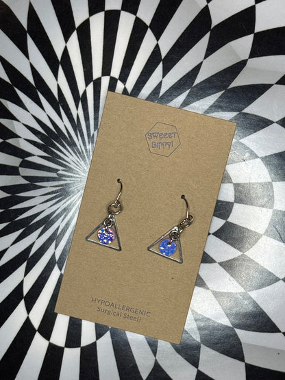 Triangle or hoop unique Leather earrings! Minimalist design ultra lightweight surgical steel hooks!