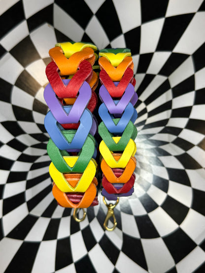 Rainbow Leather Purse Strap - Handmade pride purse strap