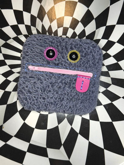 Monster Leather pouch - handmade leather zipper pouch