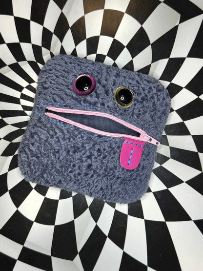 Monster Leather pouch - handmade leather zipper pouch