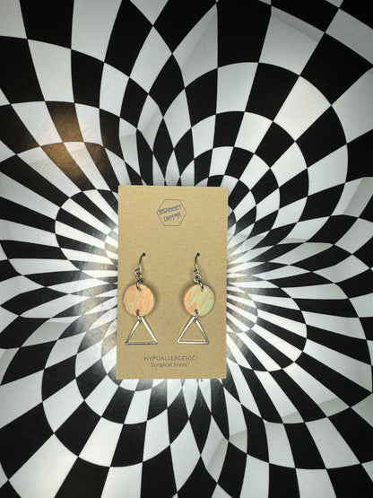 Triangle or hoop unique Leather earrings! Minimalist design ultra lightweight surgical steel hooks!