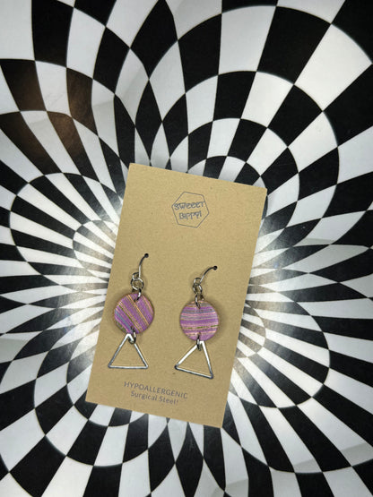 Triangle or hoop unique Leather earrings! Minimalist design ultra lightweight surgical steel hooks!