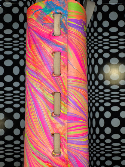 Marble dyed Feelin’ Groovy thick veg tan laced mini tote bag! One of a kind leather unique satchel!