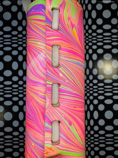 Marble dyed Feelin’ Groovy thick veg tan laced mini tote bag! One of a kind leather unique satchel!