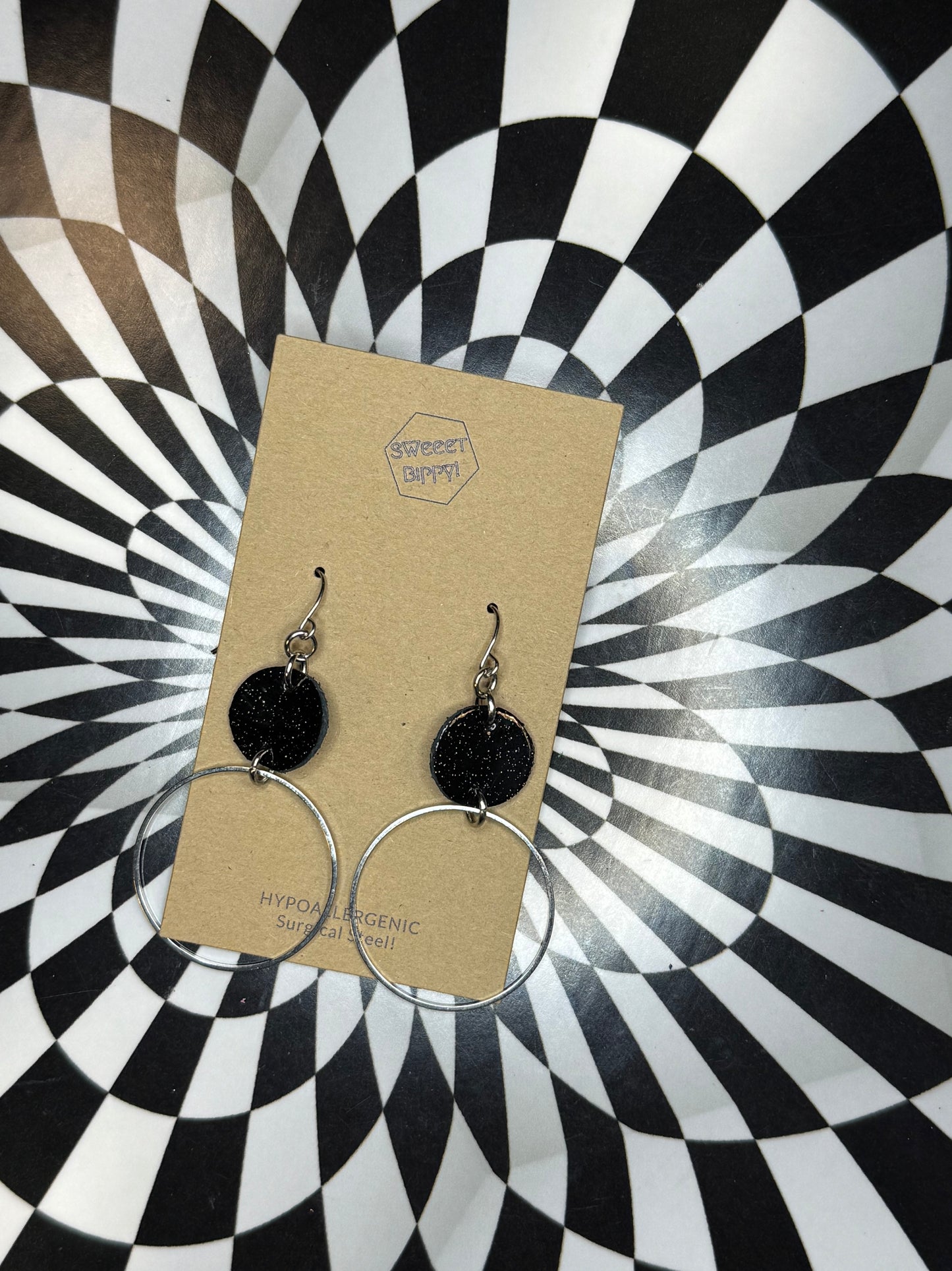 Triangle or hoop unique Leather earrings! Minimalist design ultra lightweight surgical steel hooks!