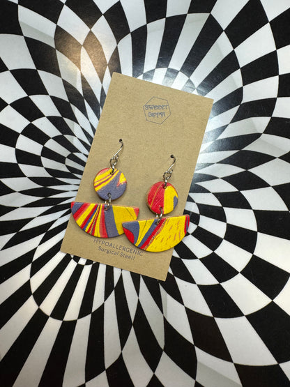 Totally 90’s leather earrings! Checkerboard or Lisa Franky leather rainbow leopard print circle earrings!