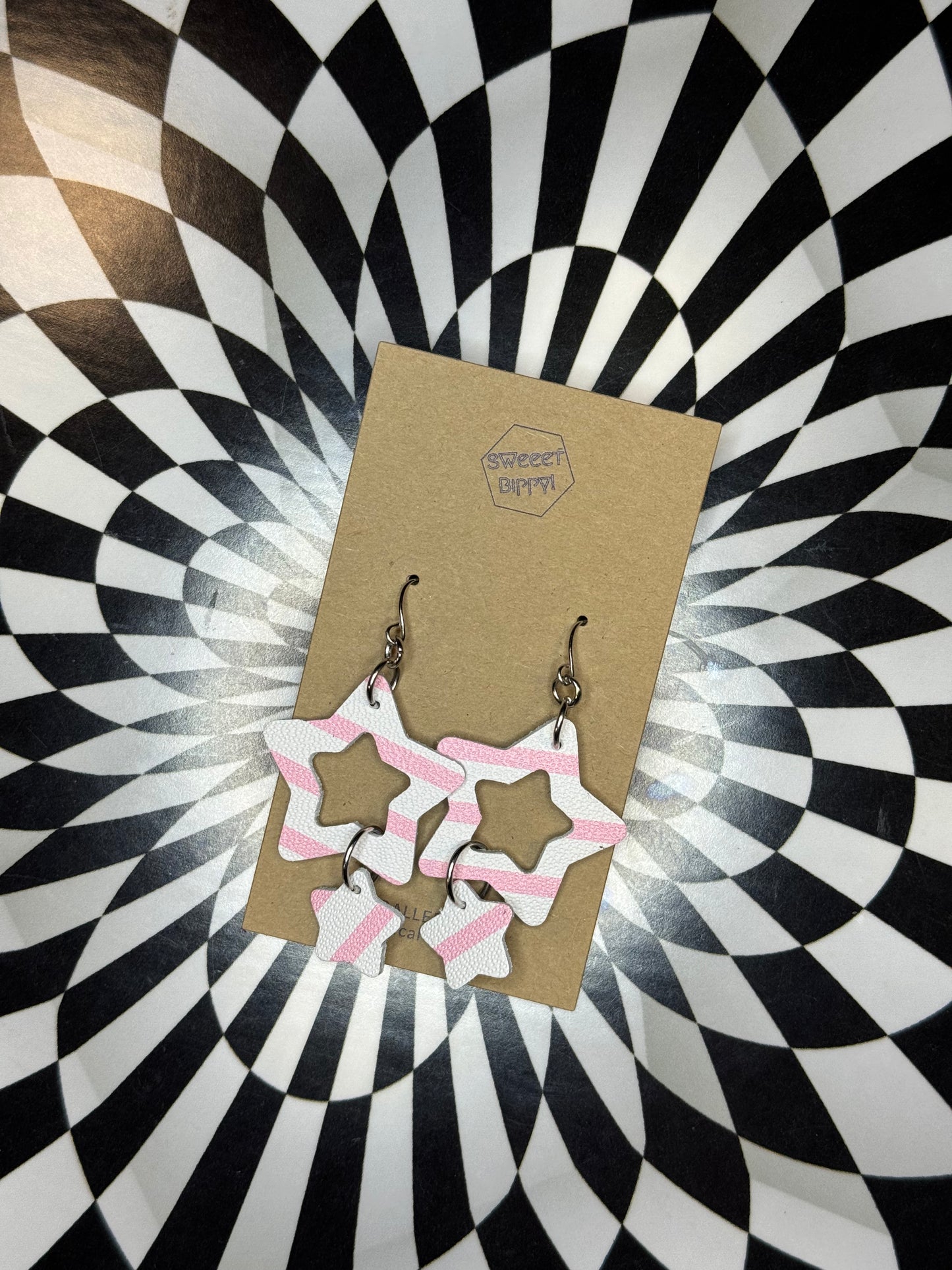 Stars! Handmade leather star dangle earrings!