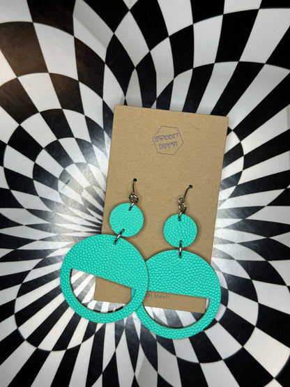 Totally 90’s leather earrings! Checkerboard or Lisa Franky leather rainbow leopard print circle earrings!