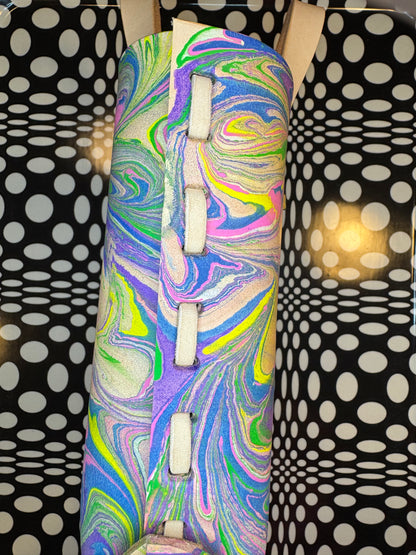 Marble dyed Feelin’ Groovy thick veg tan laced mini tote bag! One of a kind leather unique satchel!