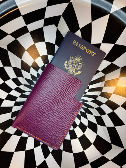 Hand sewn leather passport cover