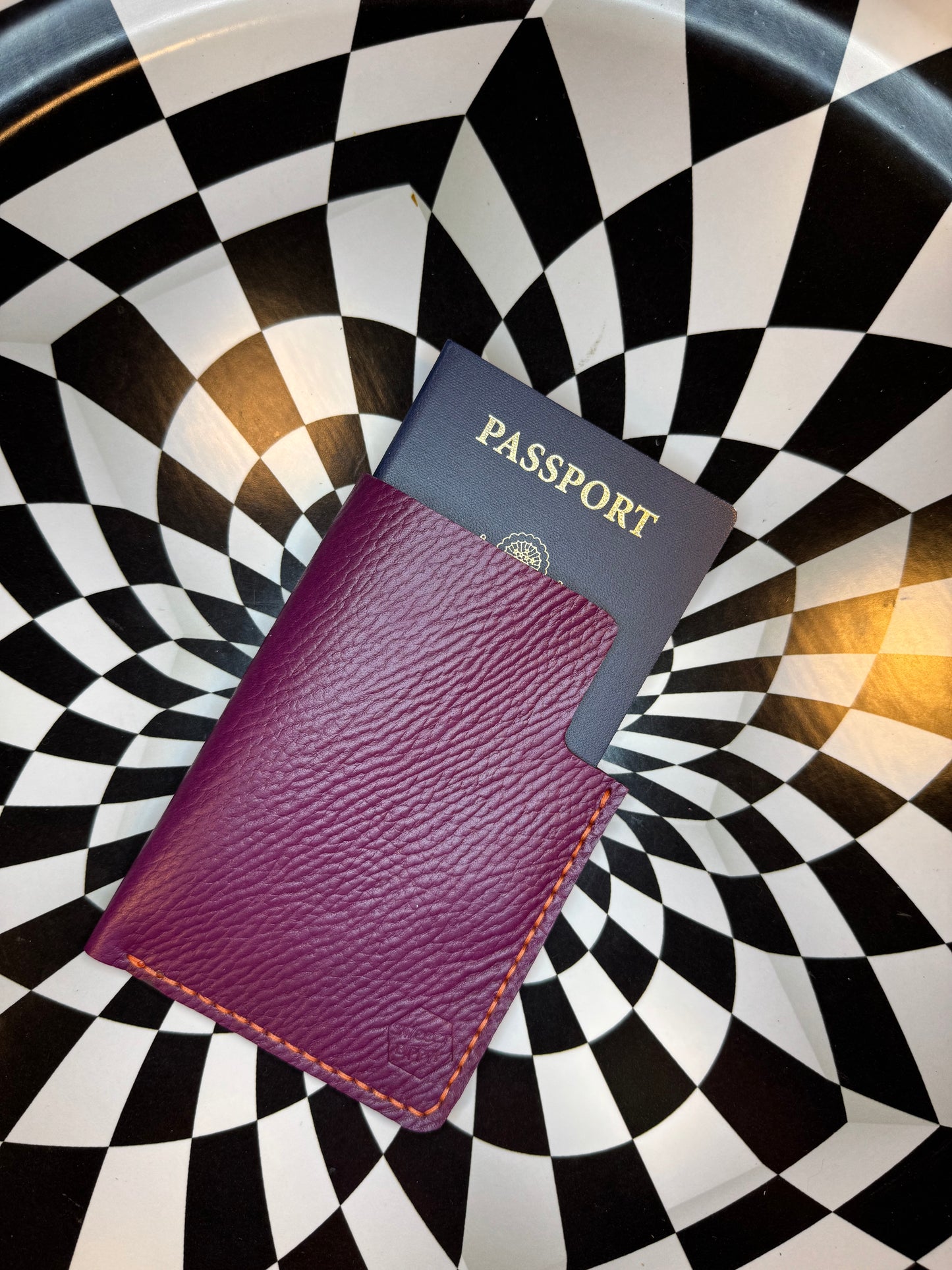 Hand sewn leather passport cover