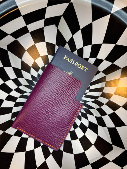 Hand sewn leather passport cover
