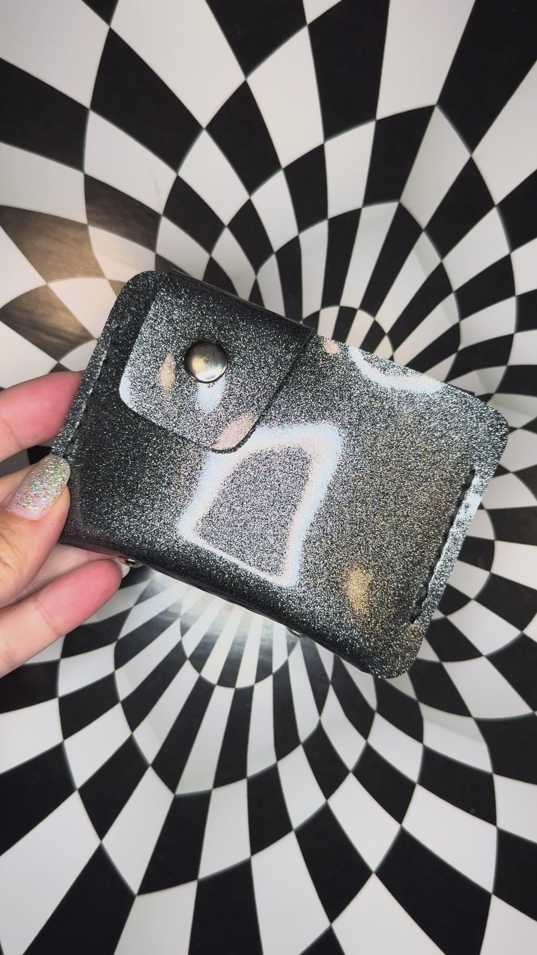 2 snaps hand sewn Shrunken bison Two Snaps leather wallet! Front