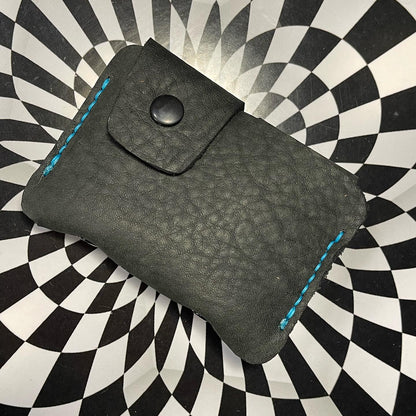 artisan handmade bison leather wallet detail