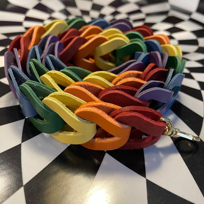 Rainbow Leather Purse Strap - Handmade pride purse strap