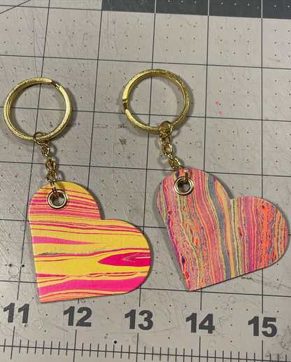 Lil marble dyed heart or star keychains!