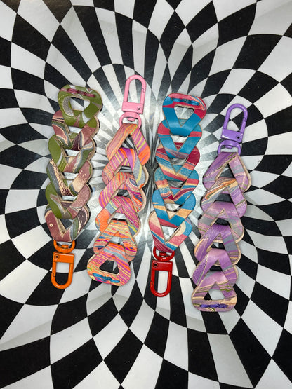 Marble dyed interlocking mini keychains!