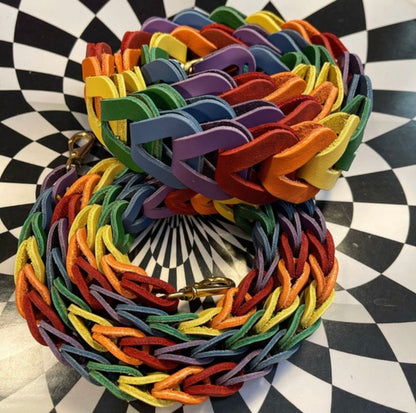 Rainbow Leather Purse Strap - Handmade pride purse strap