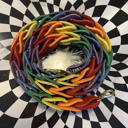 Rainbow Leather Purse Strap - Handmade pride purse strap